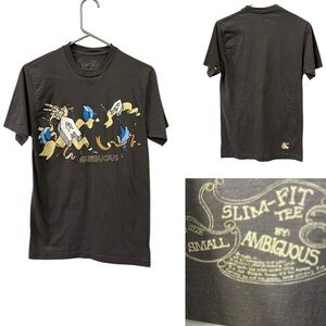 Ambiguous Cotton Slim Fit Gray Graphic Tee Imported Preshrunk Mens Small